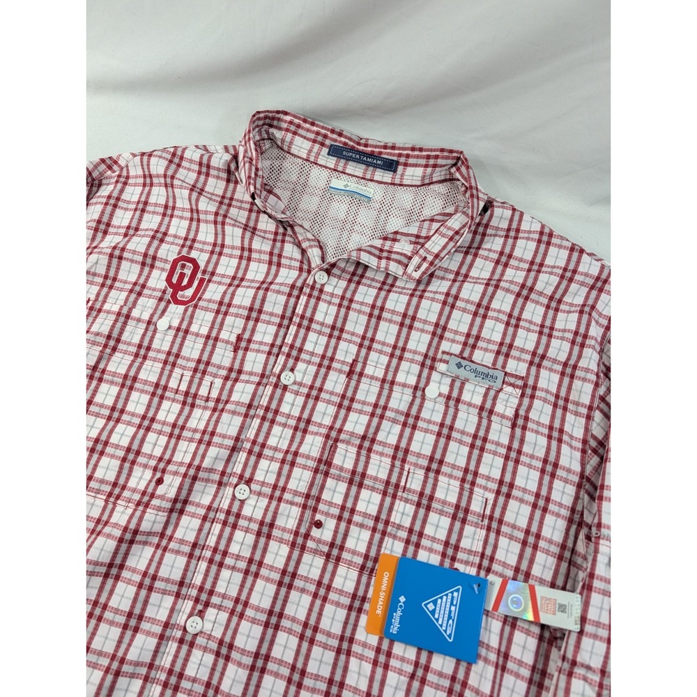 New Tags Columbia Oklahoma Sooners Super Tamiami Shirt Buttom-Up Men's Size XXL